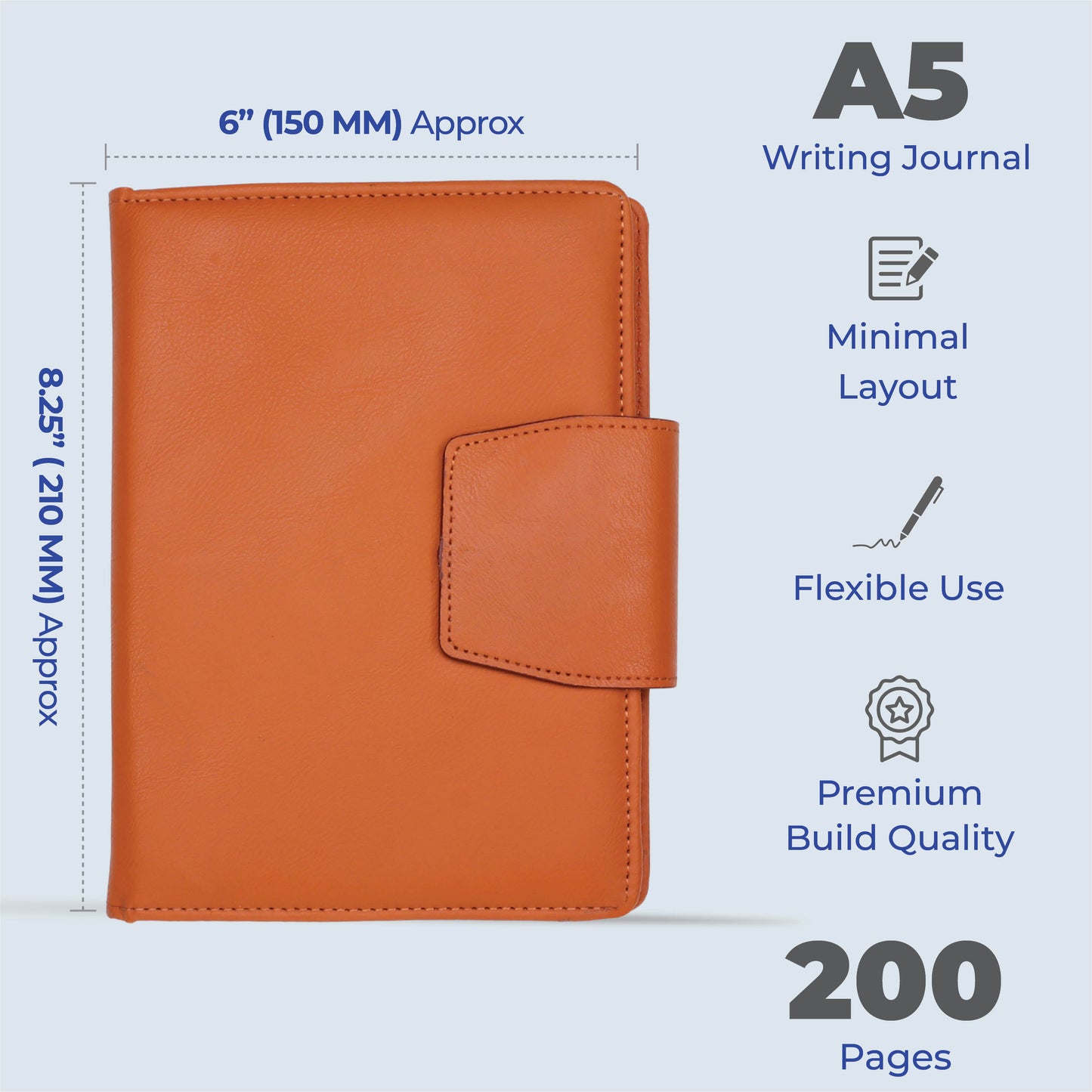 FOR U Zyric A5 Refillable Blank Journal - Card Holder, Magnetic Flap - Tan