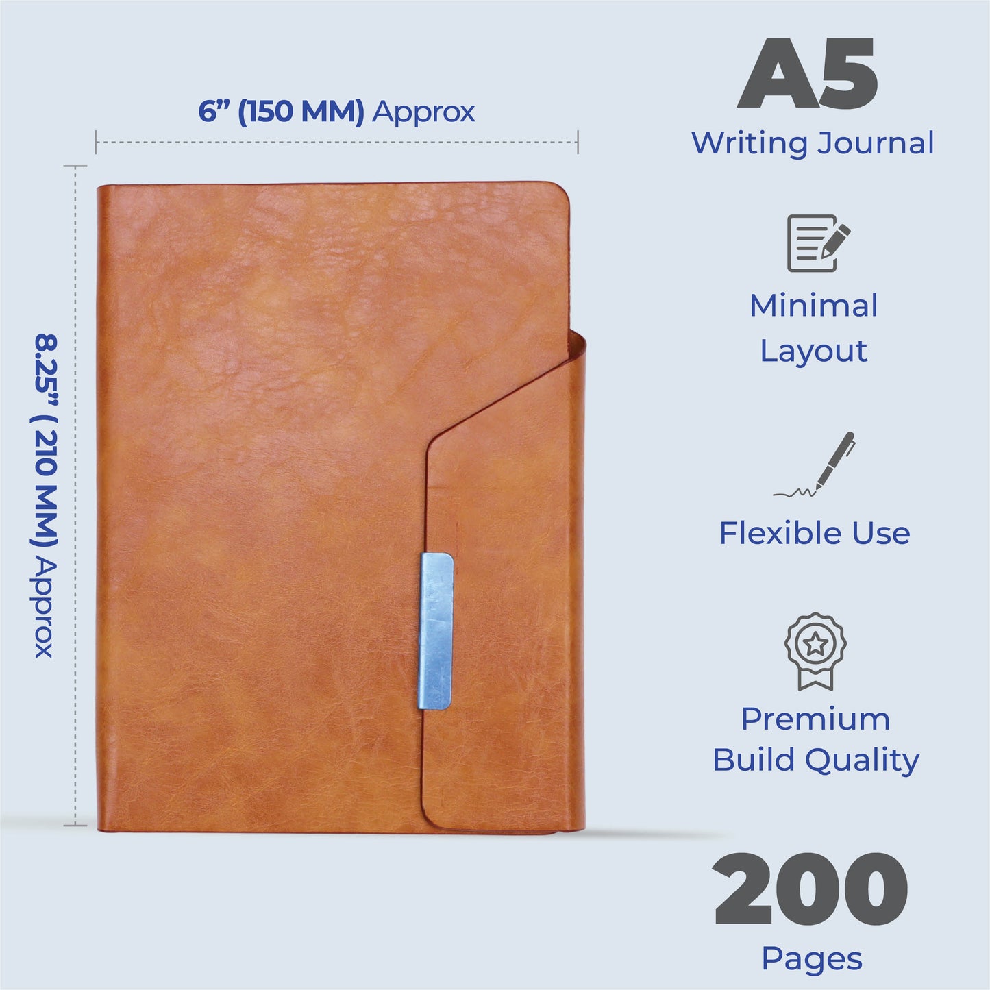 FOR U Fenzor A5 Customizable Journal with Magnetic Lock - Tan