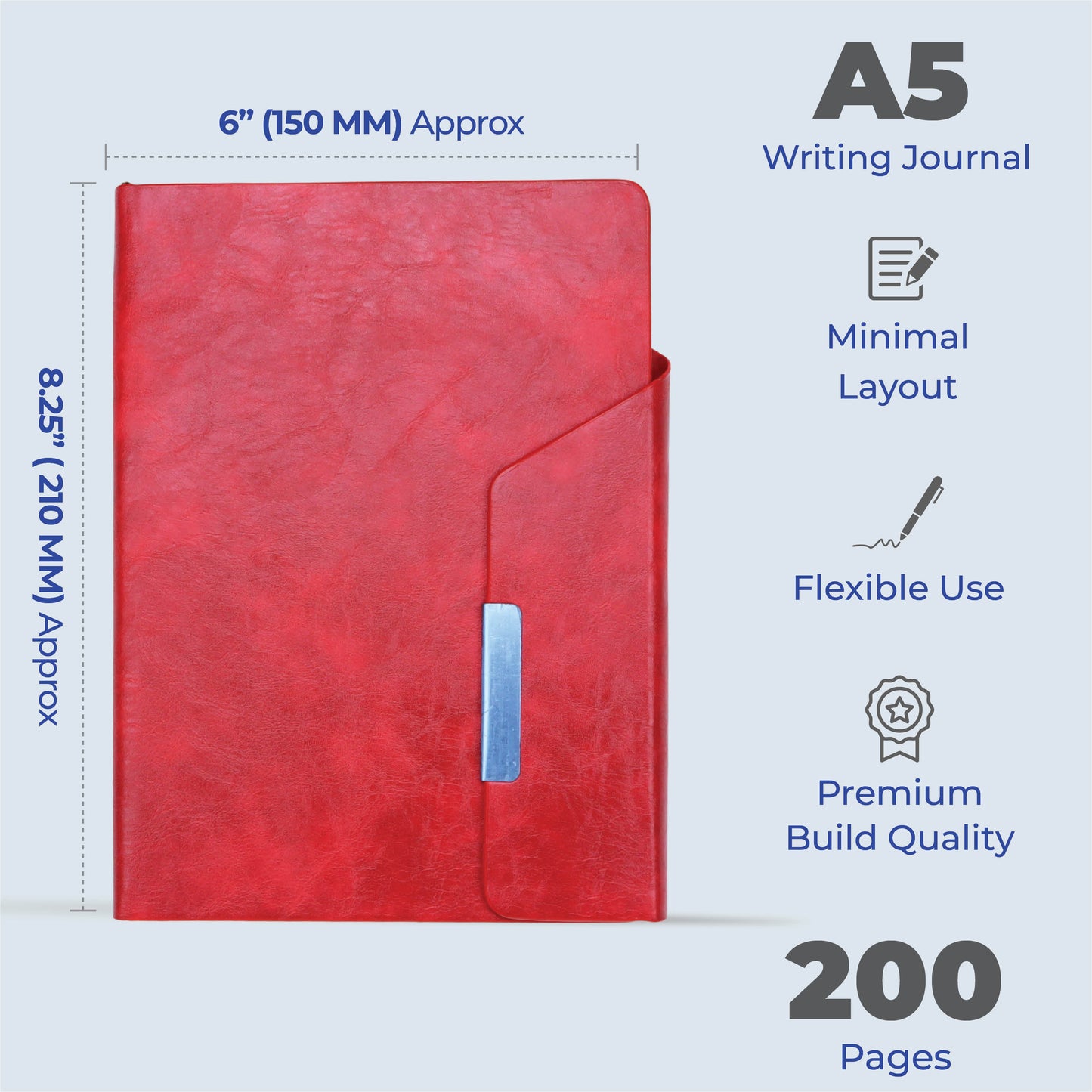 FOR U Fenzor A5 Customizable Journal with Magnetic Lock - Red