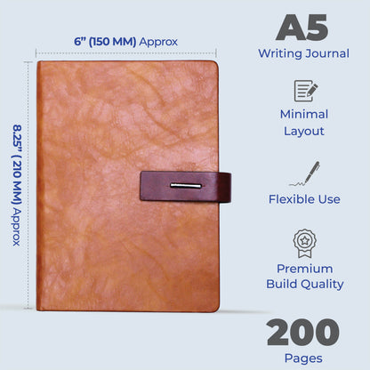 FOR U Crysia A5 Journal with Pen Holder - Tan