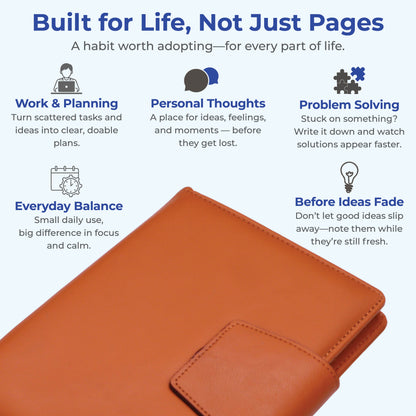 FOR U Zyric A5 Refillable Blank Journal - Card Holder, Magnetic Flap - Tan