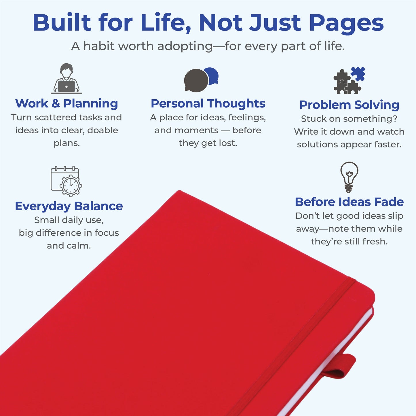 FOR U Frisco A5 Undated Blank Page Journal with Elastic Closure & Pen Holder